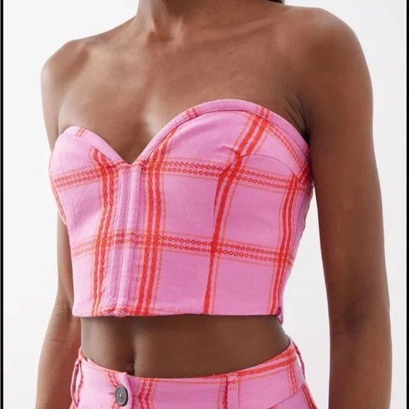 MARA HOFFMAN Rilynn Sweetheart Embroidered Bustier Top Size 2